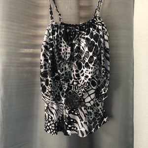 ***Aqua green black tankini top size L